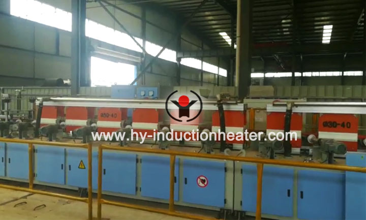 Grinding rod hardening and tempering line