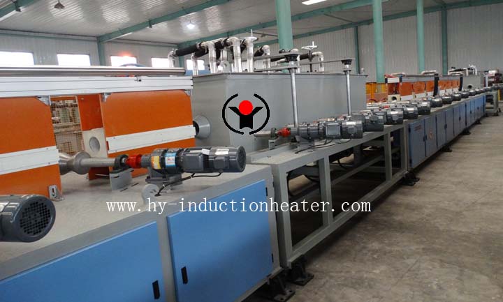 Long bar induction hardening and tempering machine
